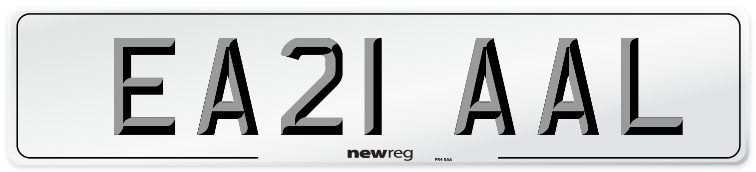 EA21 AAL Number Plate from New Reg